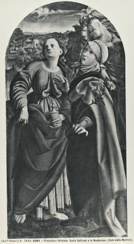Alinari, Fratelli — Roma - Pinacoteca Vaticana. Santa Geltrude e la Maddalena. (Cola dalla Matrice). — particolare